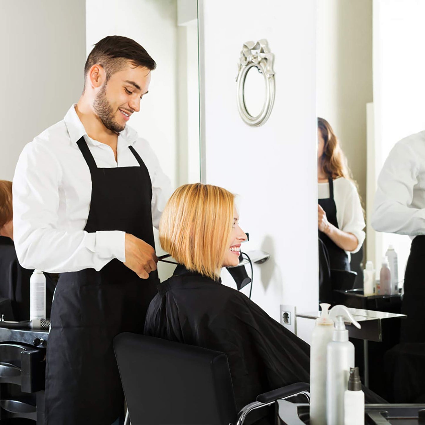 White Smoke PayLessHere Barber Chair Reclining Salon Chair for Hair Stylist Chair Portable Shampoo Chairs for Salon with Stable Metal Frame can Sit or Lie Down for Beauty and Hairdressing