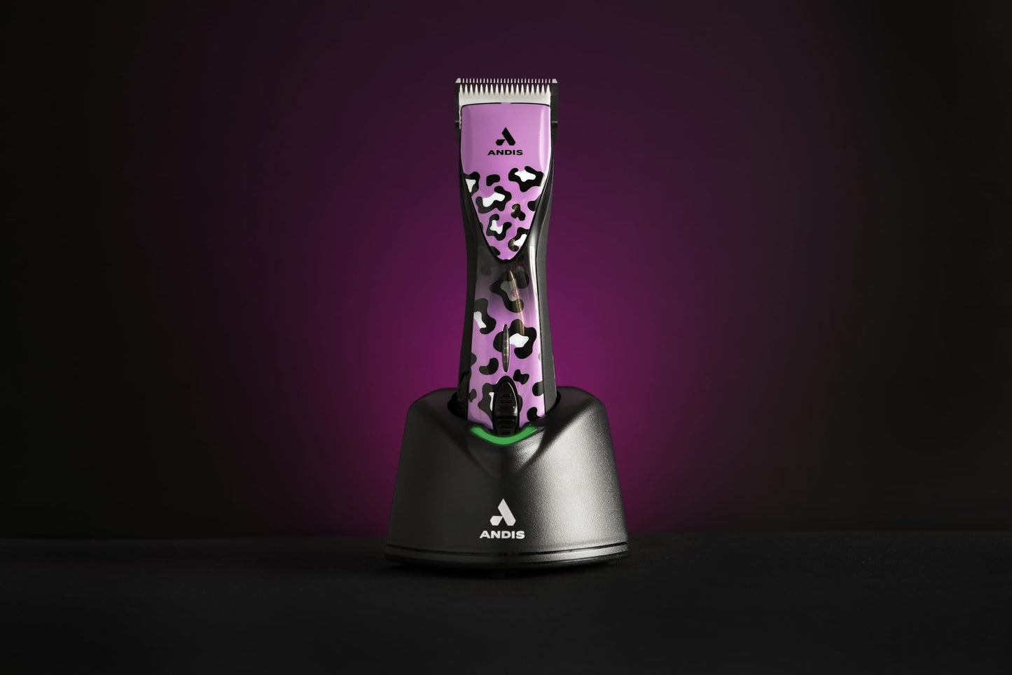 Black Andis 561458 Pulse Zr II Gabriel Feitosa Edition 5-Speed Detachable Blade Clipper, Cordless Animal/Dog Grooming, Removable Lithium Ion Battery, LED Charge Light, Wild Colorway