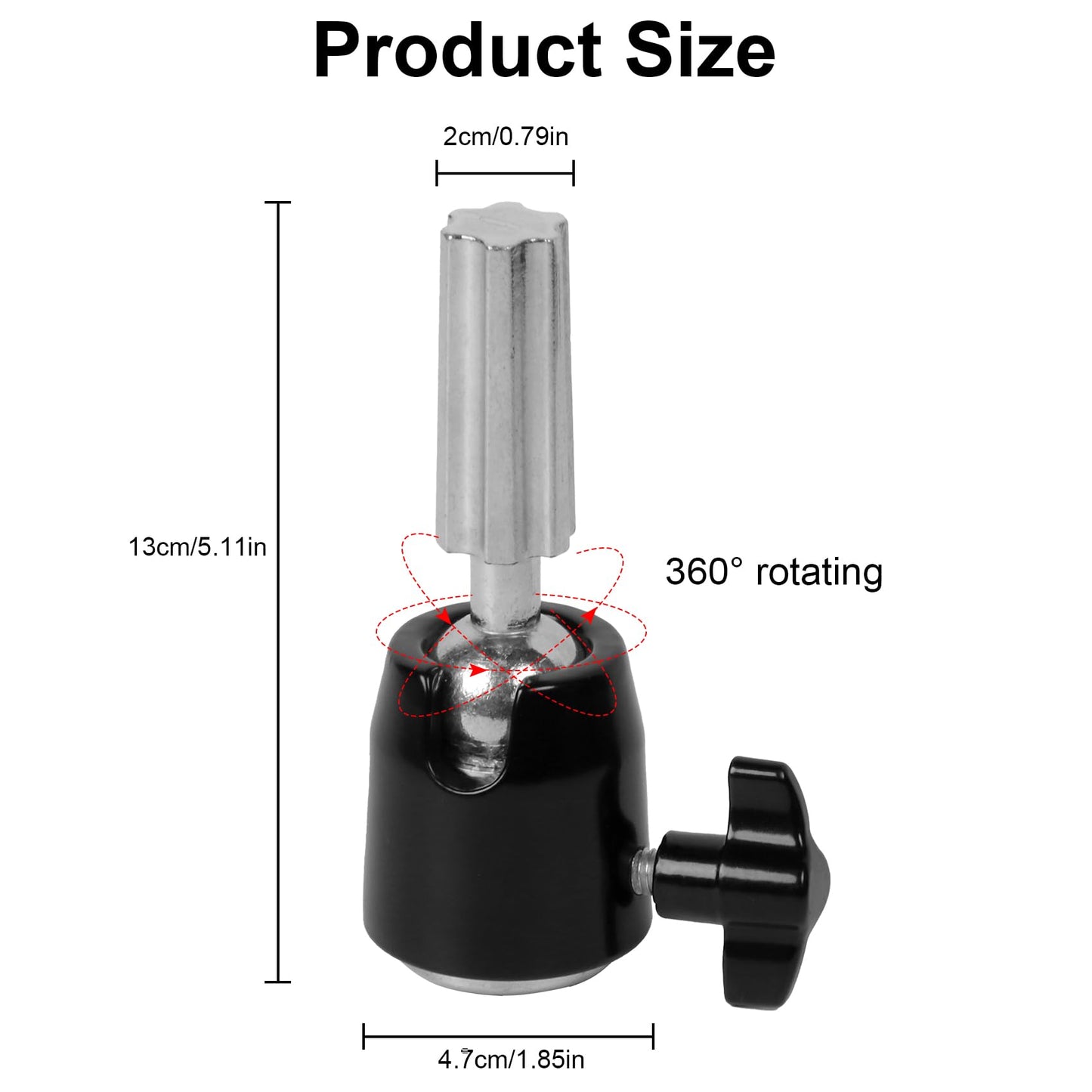 White Smoke Wig Head Stand Adapter – Metal Mannequin Tripod Joint, 3/8'' Bolt – Fits Most Mannequin Heads, Canvas Block, Styrofoam Head, Display Head – Stand Accessory