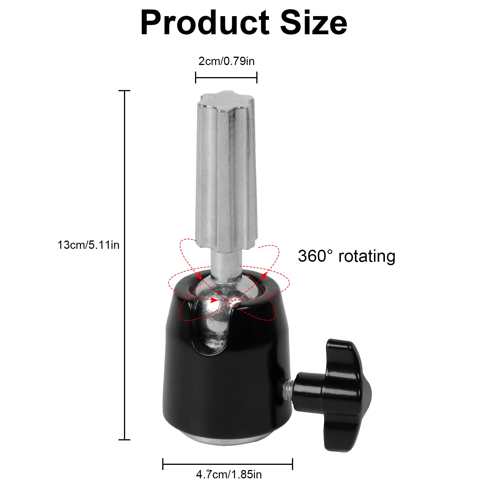 White Smoke Wig Head Stand Adapter – Metal Mannequin Tripod Joint, 3/8'' Bolt – Fits Most Mannequin Heads, Canvas Block, Styrofoam Head, Display Head – Stand Accessory