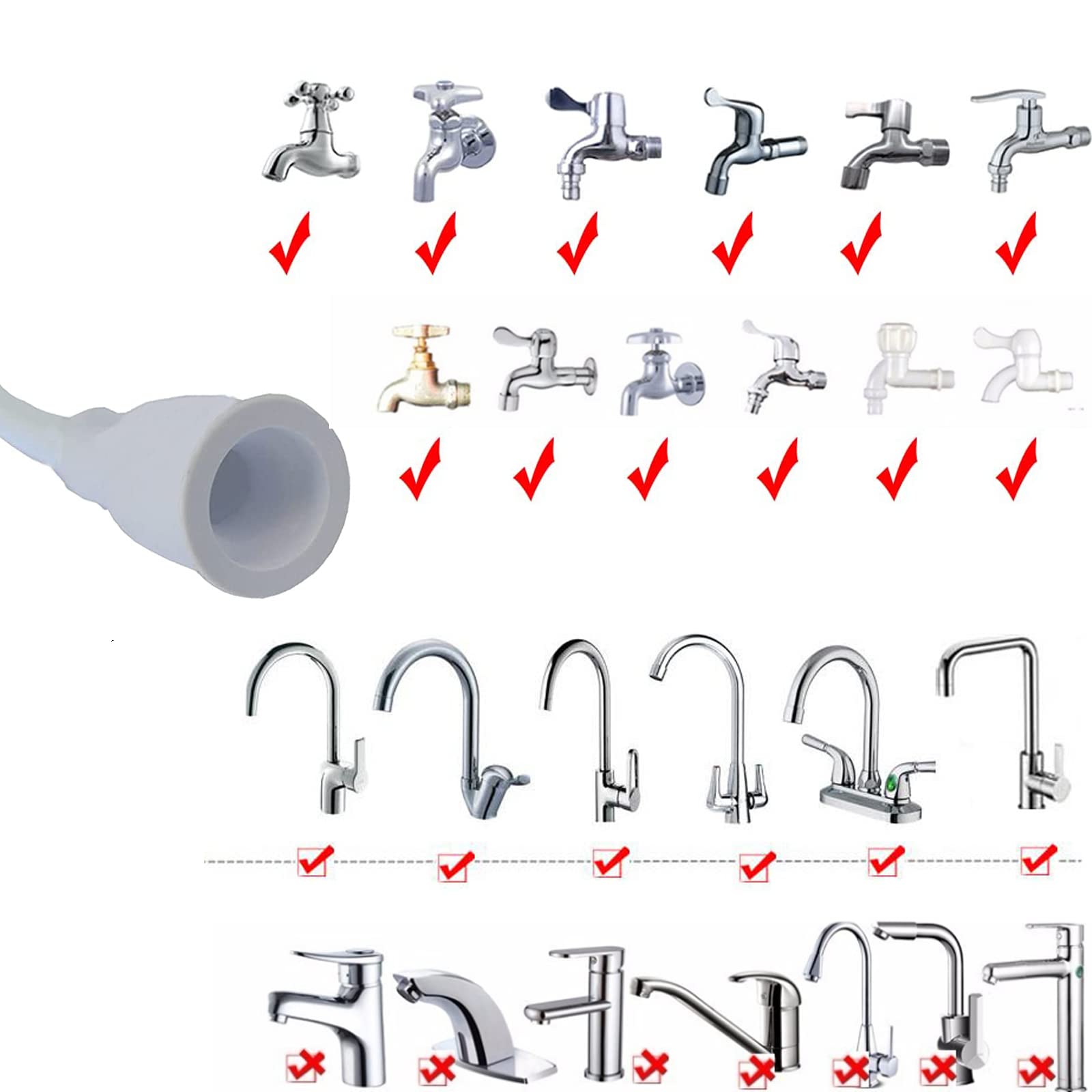 White Smoke 2m/6.56ft Portable Sink Hose Faucet Sprayer Sink Spray Rubber Hose Shampoo Sprayer Handheld Faucet Shower for Pets,Bathing Baby,Washing Hair,Rinsing Vegetables