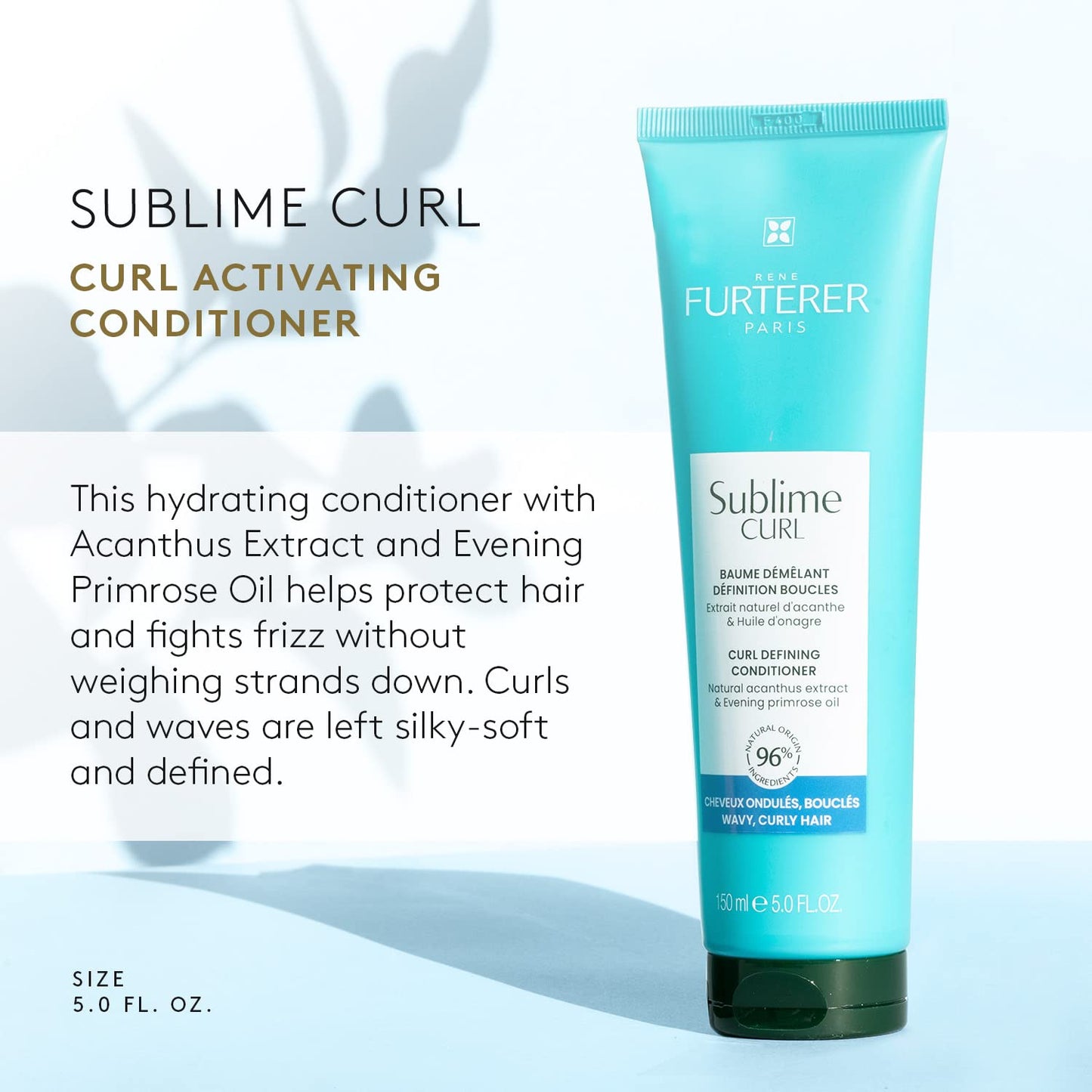 White Smoke Rene Furterer SUBLIME CURL Curl Activating Conditioner - For Curly, Wavy Hair - Frizz Control - 5 Fl Oz