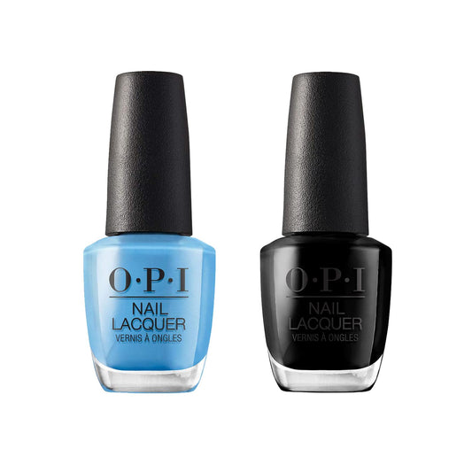 White Smoke Bundle of OPI Nail Lacquer, No Room for the Blues + OPI Nail Lacquer, Black Onyx, Carolina, 0.5 fl oz