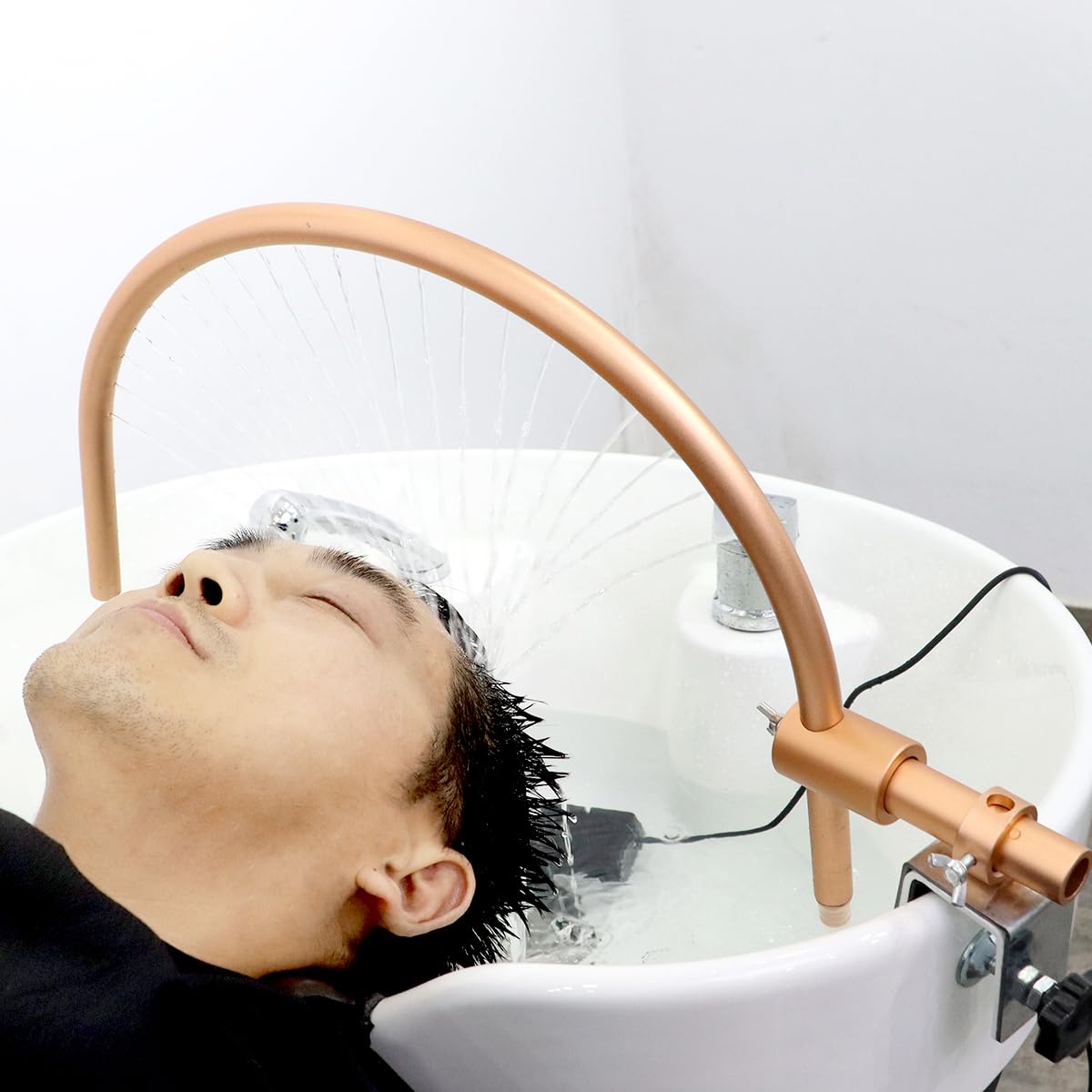 White Smoke Head Spa Water Frame with Pump for Shampoo Sink, Portable Salon Shower Head Equipment, Shampoo Bowl Waterfall