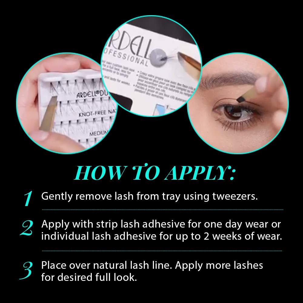 Black Ardell Soft Touch Individual Lashes – Knot-Free Lash Clusters, Medium Tapered False Eyelashes, 4 Pack