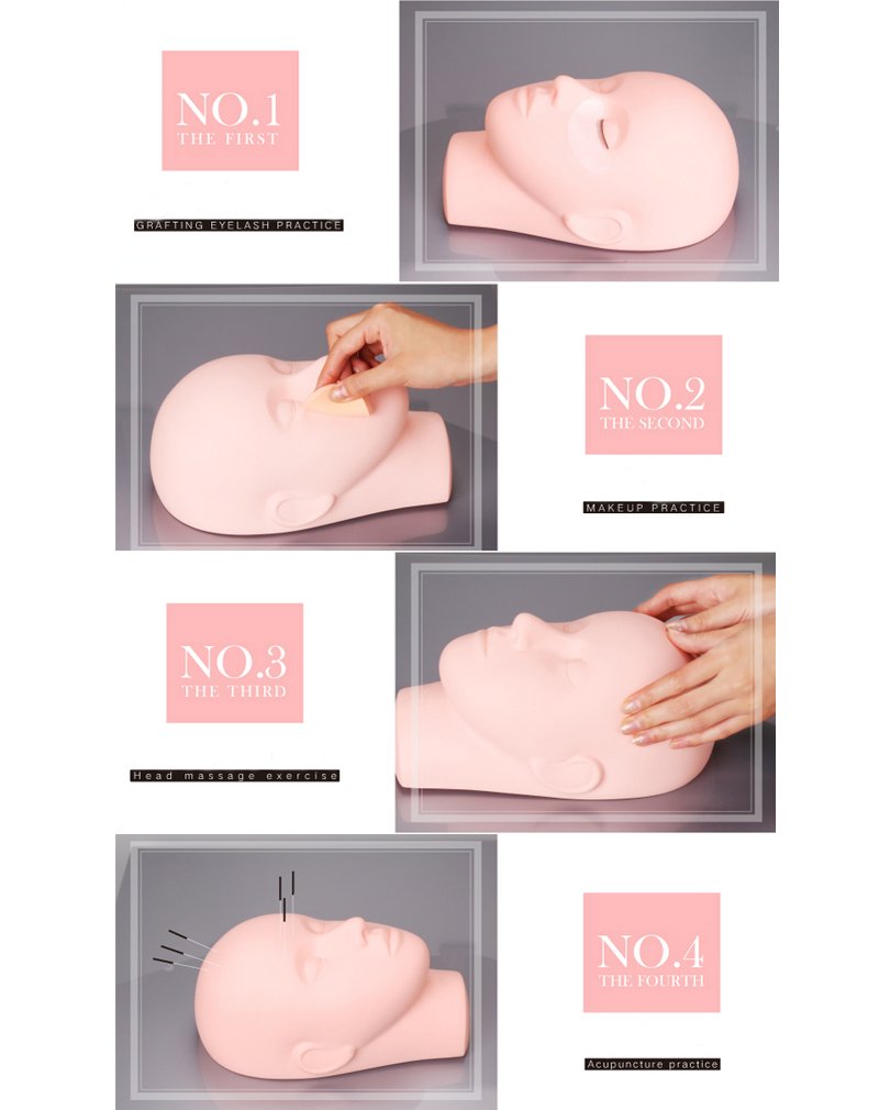 White Smoke Yephets Pro Training Mannequin Flat Head Practice Make Up Eye Lashes Eyelash Extensions,Practice Training Head Manikin Cosmetology Mannequin Doll Face Head