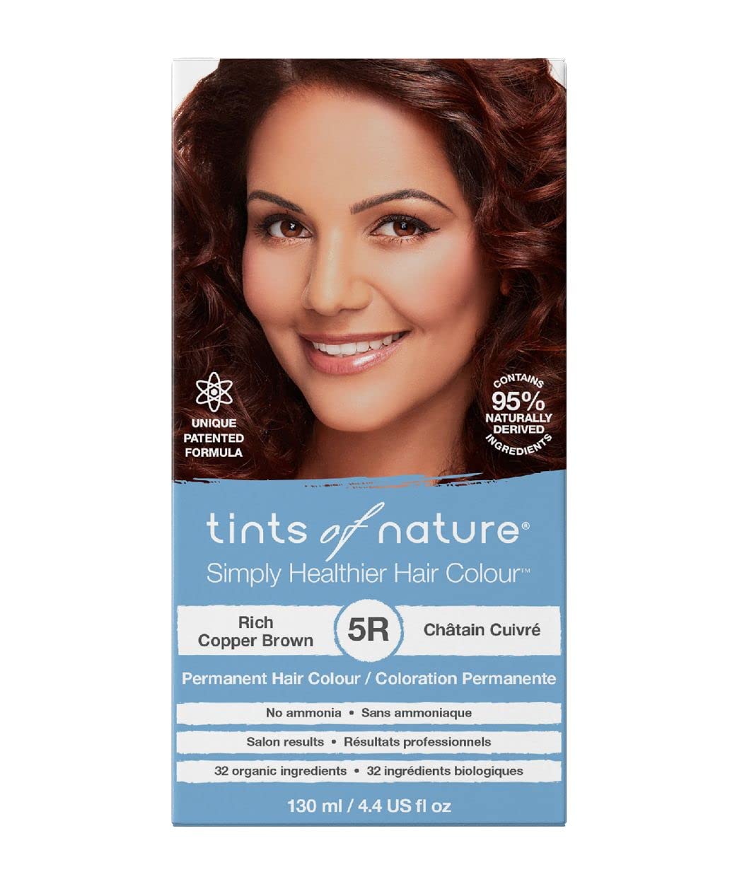 Black Tints of Nature 5R Rich Copper Brown Permanent Hair Dye, Nourishes Hair and Covers Greys, Ammonia-Free, 4.4 fl oz