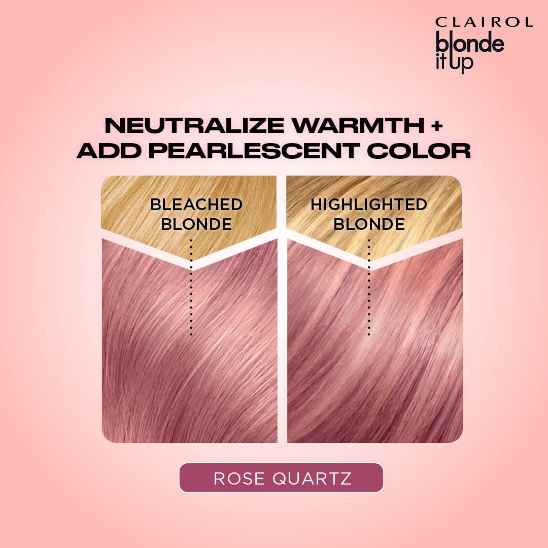 Pink Clairol Blonde It Up Crystal Glow Toners Demi-Permanent Hair Dye, Rose Quartz Hair Color | Ammonia Free | Add Pearlescent Tones to Pre-Lightened Shades | Neutralizes Warmth | Pack of 1