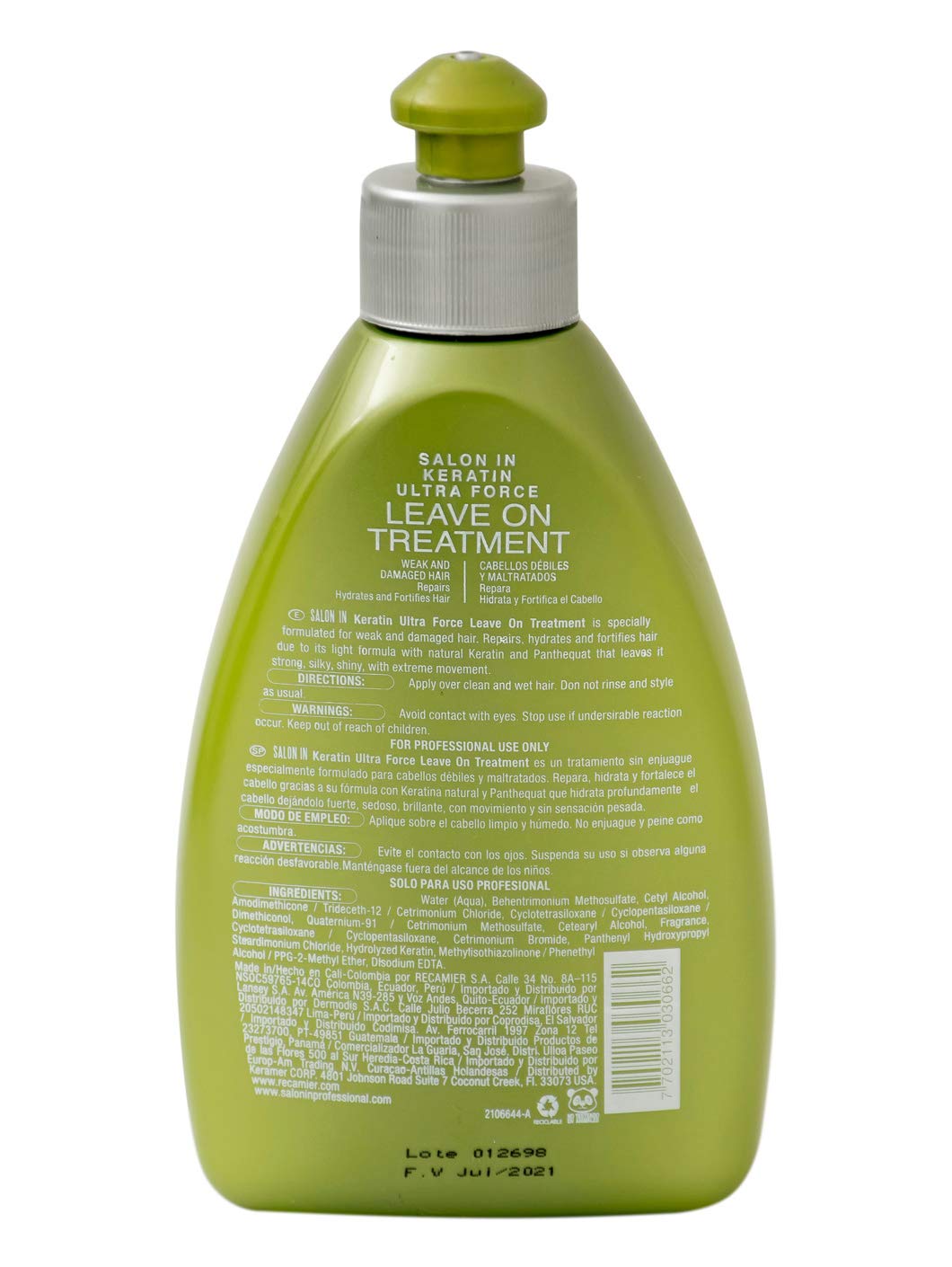 White Smoke Salon In by Recamier | Keratin Ultra Force Leave In Treatment | Repair & Frizz Control | 10.1 fl oz / 300 ml