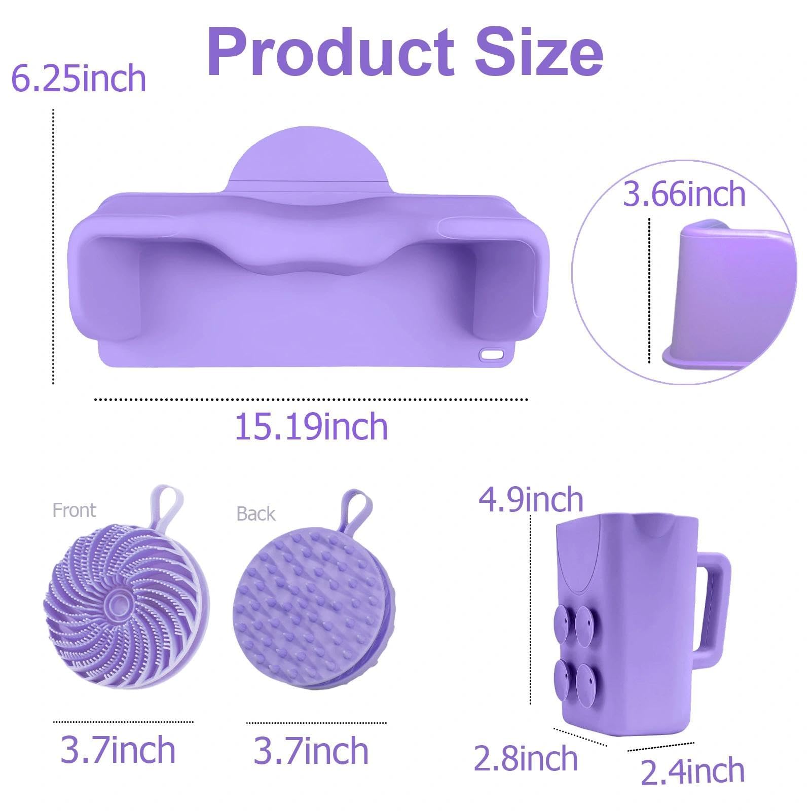 White Smoke nestery Hair Washing Station for Kids, Silicone Portable Shampoo Bowl and Elderly with Rinse Cup & Scalp Massager, Hair Washing Basin for Sink or Bathtub at Home with Neck Support Purple