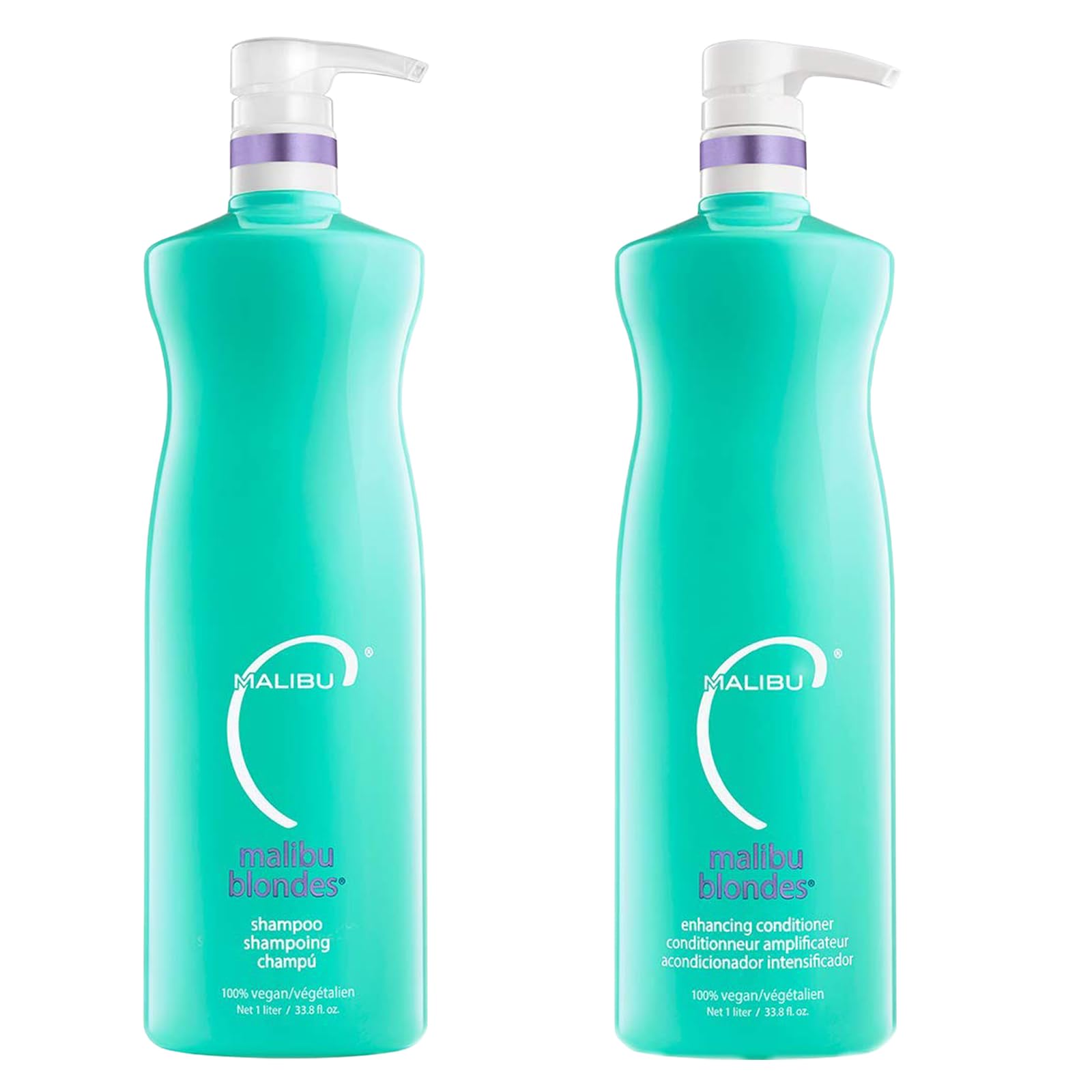 White Smoke Malibu C Blondes Enhancing Shampoo & Conditioner Duo (33.8 oz) - Revitalizing Purple Shampoo & Conditioner for Hair Health + Brilliancy - Blondes Hair Care