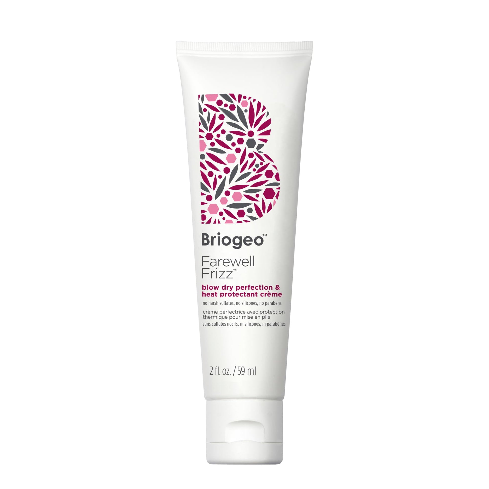 White Smoke Briogeo Farewell Frizz Blow Dry Perfection & Heat Protectant Crème | Silicone-Free Styling Cream for Frizz Control, Smoothness & Shine | Protects Up to 450°F | Vegan & Cruelty-Free | 2 oz