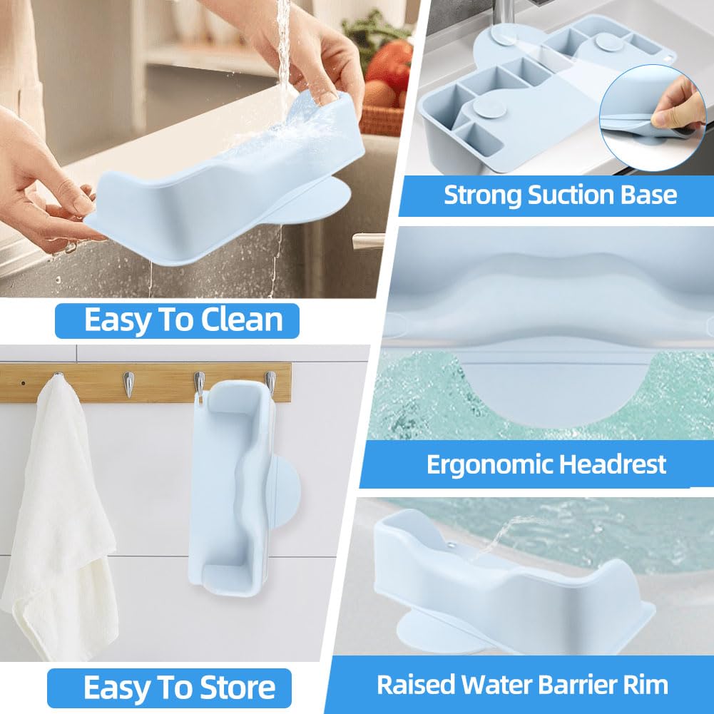 Light Gray Portable Hair Washing Station with Shampoo Cup and Shampoo Brush,Silicone Hair Washing Basin for Sink & Bathtub,Shampoo Bowl for Kids,adults, and the elderly