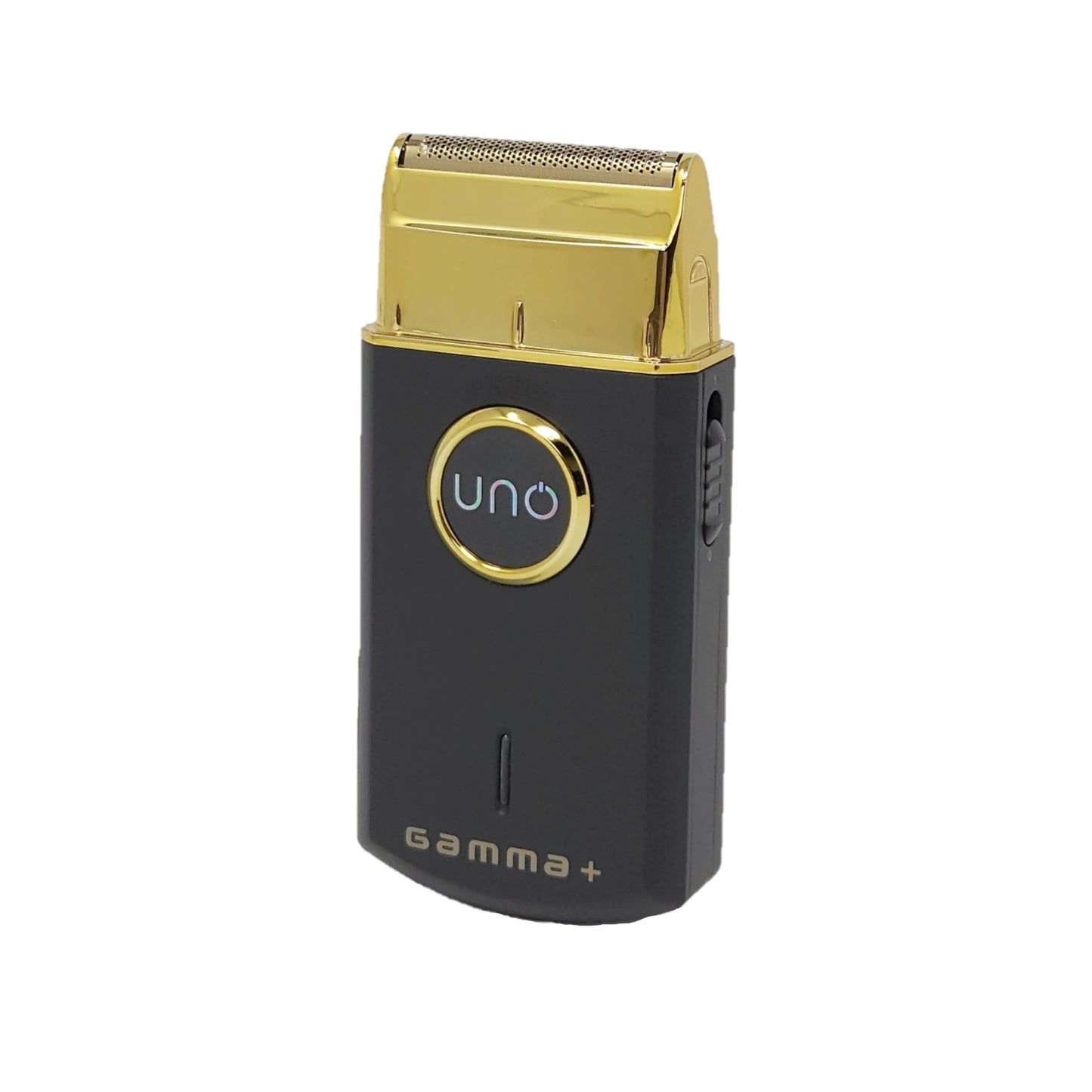 Dark Slate Gray GAMMA+ Uno Mini-Sized Travel Cordless Mens Single Foil Shaver, Micro-USB Rechargeable for Shorter Facial Stubble, Black