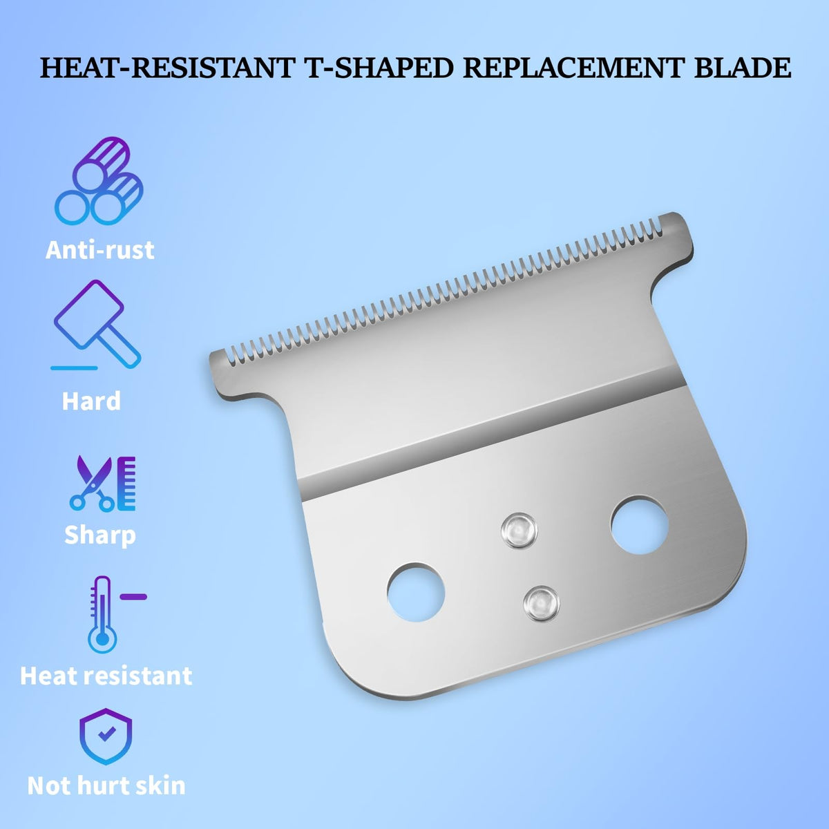 Light Blue 2 Pack Replacement T-Blades Compatible with Andis T-Outliners GTO,GO and SLS Trimmers,Silver