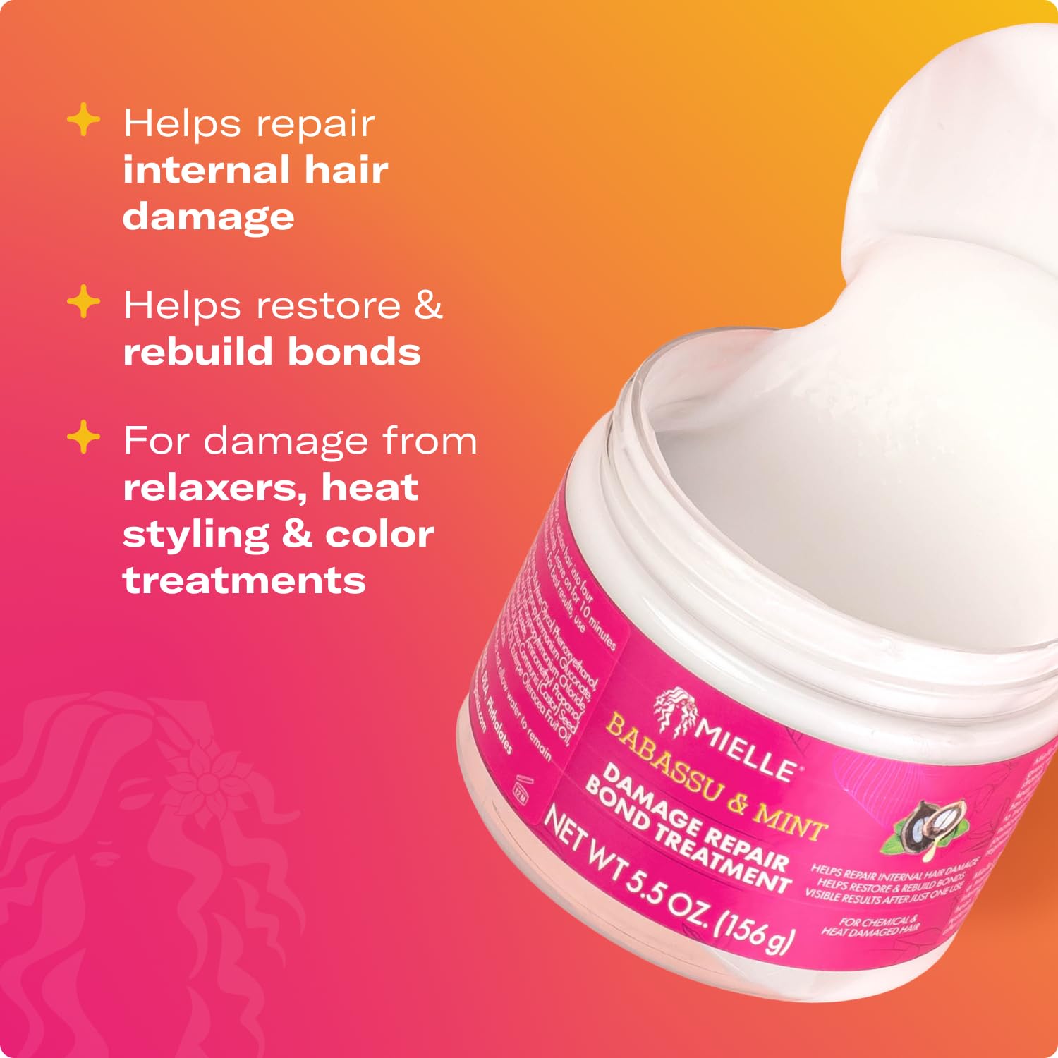 Violet Red Mielle Organics Babassu & Mint Damage Repair Bond Treatment for Chemical and Heat Damaged Hair, 5.5 Ounce