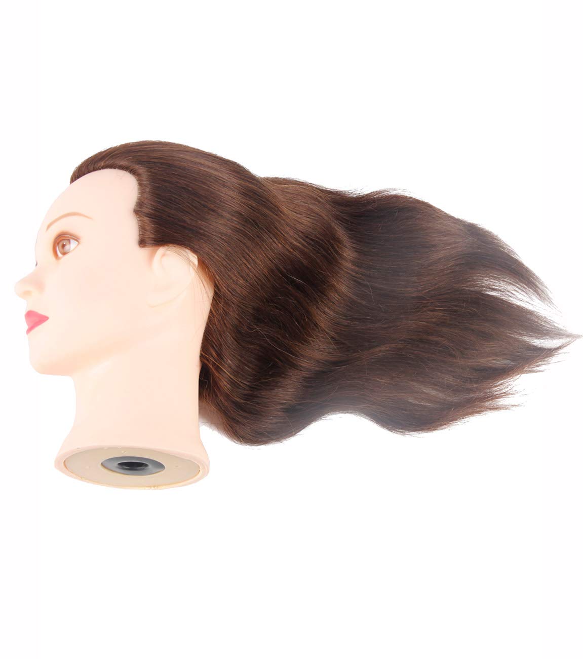 White Smoke Mannequin Head with 100% Human Hair Hairdresser Training Head Manikin Cosmetology Doll Head Salon Training Practice Head with Blonde Human Hair Styling Dye Cutting with Clamp Stand.