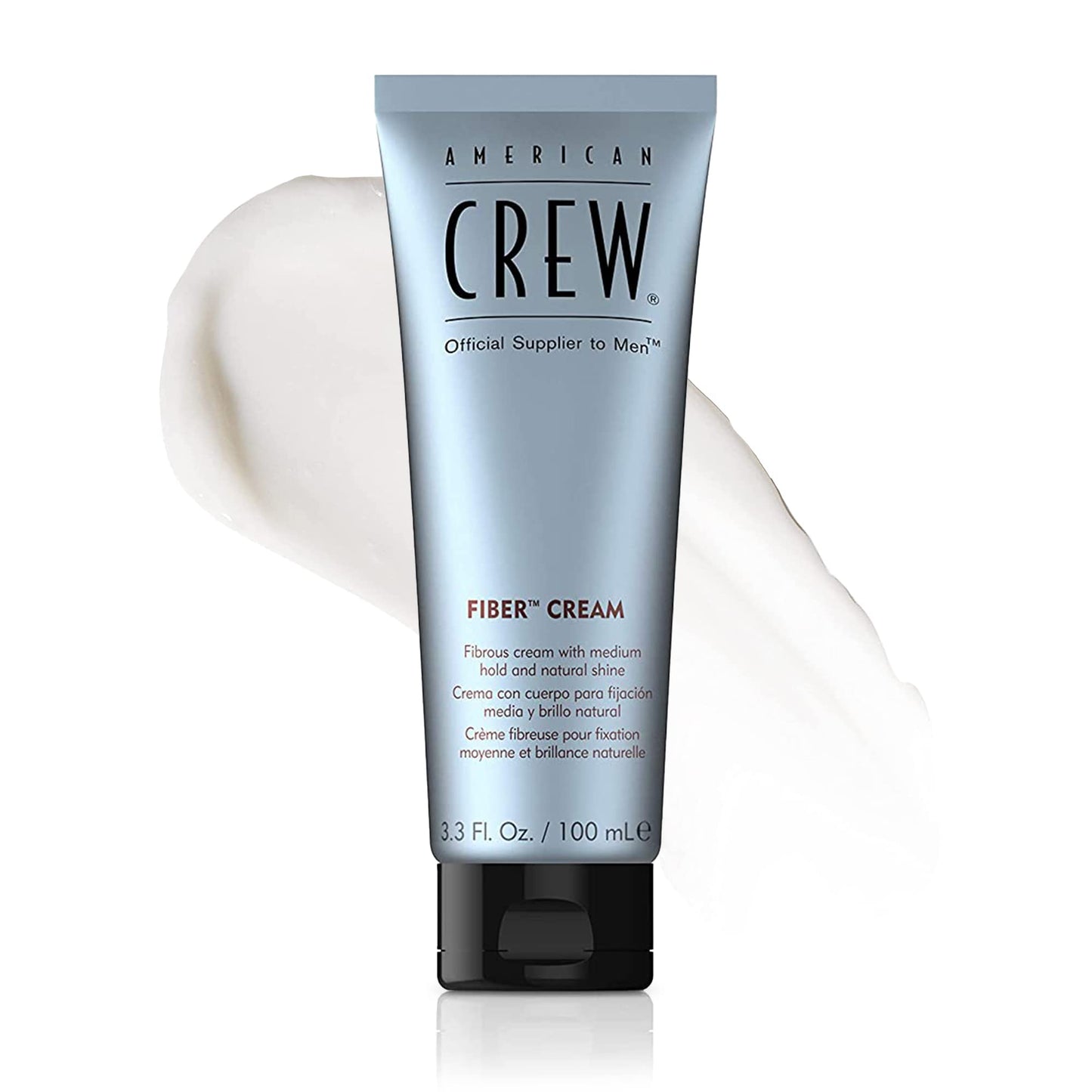 White Smoke American Crew Men's Fiber Cream, Like Hair Gel with Medium Hold & Natural Shine, 3.3 Fl Oz
