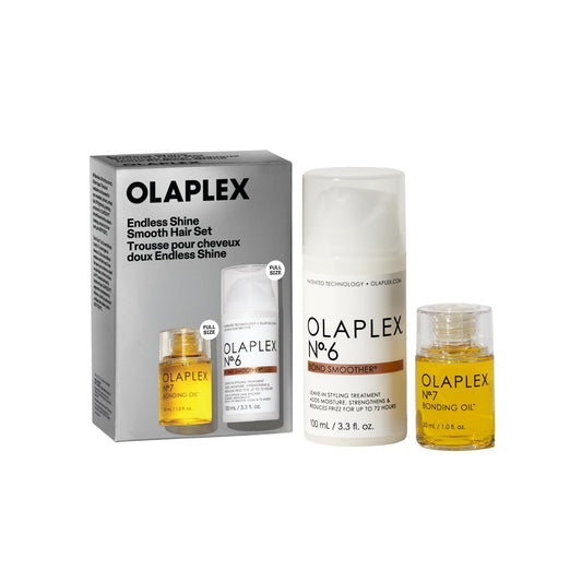 White Smoke Olaplex Endless Shine Smooth Hair Gift Set: Limited Edition Set with No. 7 Bonding Oil & No. 6 Bond Smoother | Instant Shiny, Smoother Hair & Heat Protection | For Coily, Curly, Straight, & Wavy