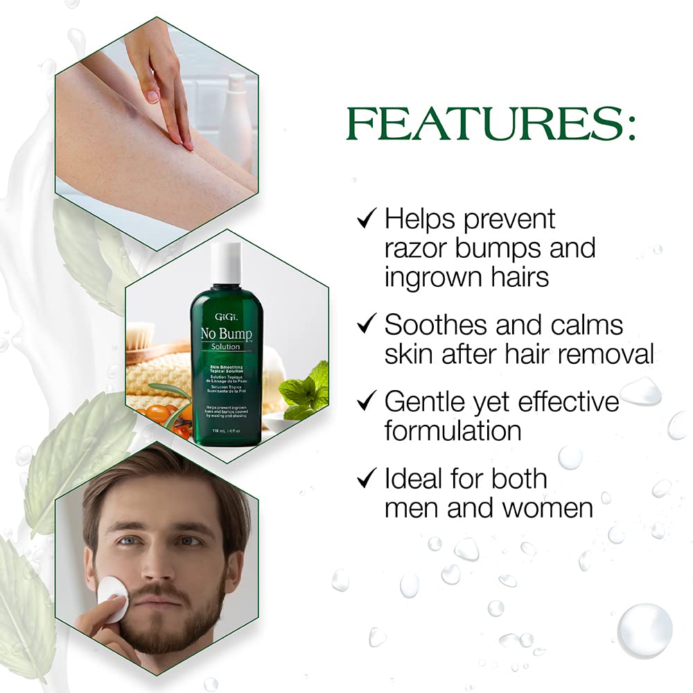 White Smoke GIGI No Bump Skin-Smoothing Topical Solution, Helps Prevent Razor Burns, Hair Bumps, and Ingrown Hair After Waxing or Shaving, Soothes and Calms Skin, Suitable for Men and Women, 4 fl oz - 1 Pack