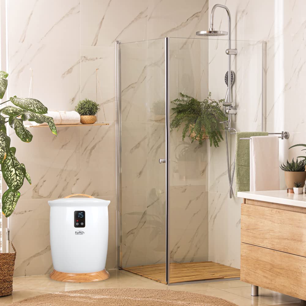 Gray ForPro Professional Collection Luxury Towel Warmer, Extra Large Bucket-Style Hot Towel Warmer with Auto Shut Off, 4 Timer Settings for Home and Bathroom, White