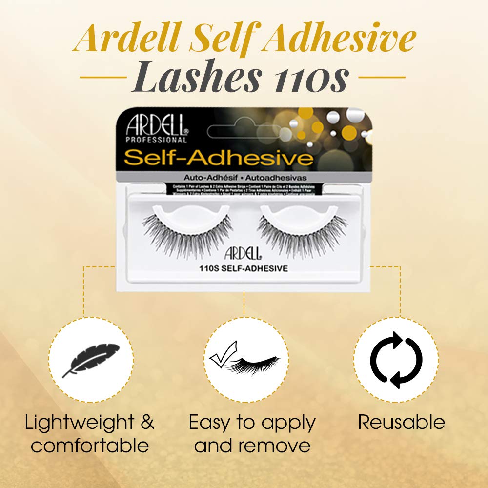 Bisque Ardell Self Adhesive Eyelashes 110S – Pre Glued Eyelashes No Glue Needed, Natural Looking Strip, 4 Pack
