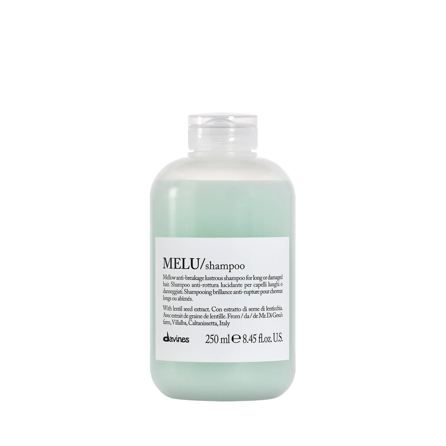 Lavender Davines MELU Shampoo, Elasticizing Anti-Breakage Gentle Cleansing Action for Long or Damaged Hair - Gives Lustrous, Reinforced, Shiny, and Soft Strands with Villalba Lentil Seeds, 8.45 Fl Oz