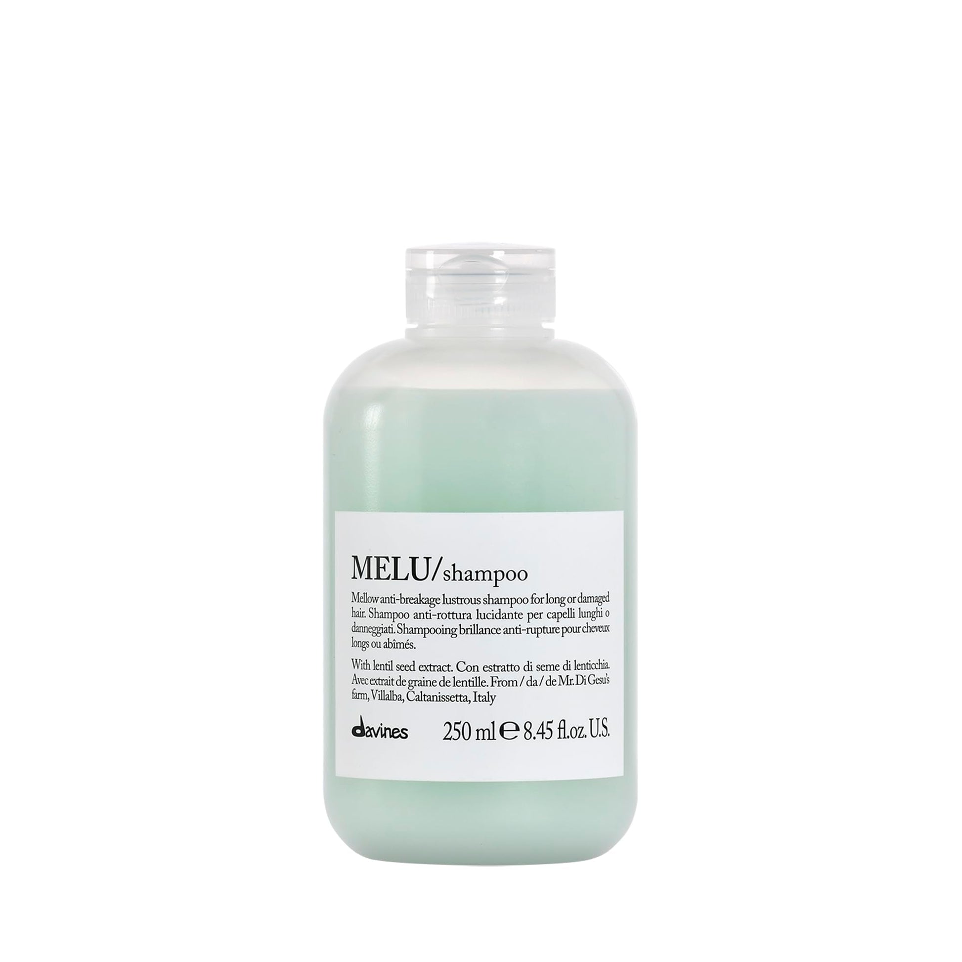 Lavender Davines MELU Shampoo, Elasticizing Anti-Breakage Gentle Cleansing Action for Long or Damaged Hair - Gives Lustrous, Reinforced, Shiny, and Soft Strands with Villalba Lentil Seeds, 8.45 Fl Oz