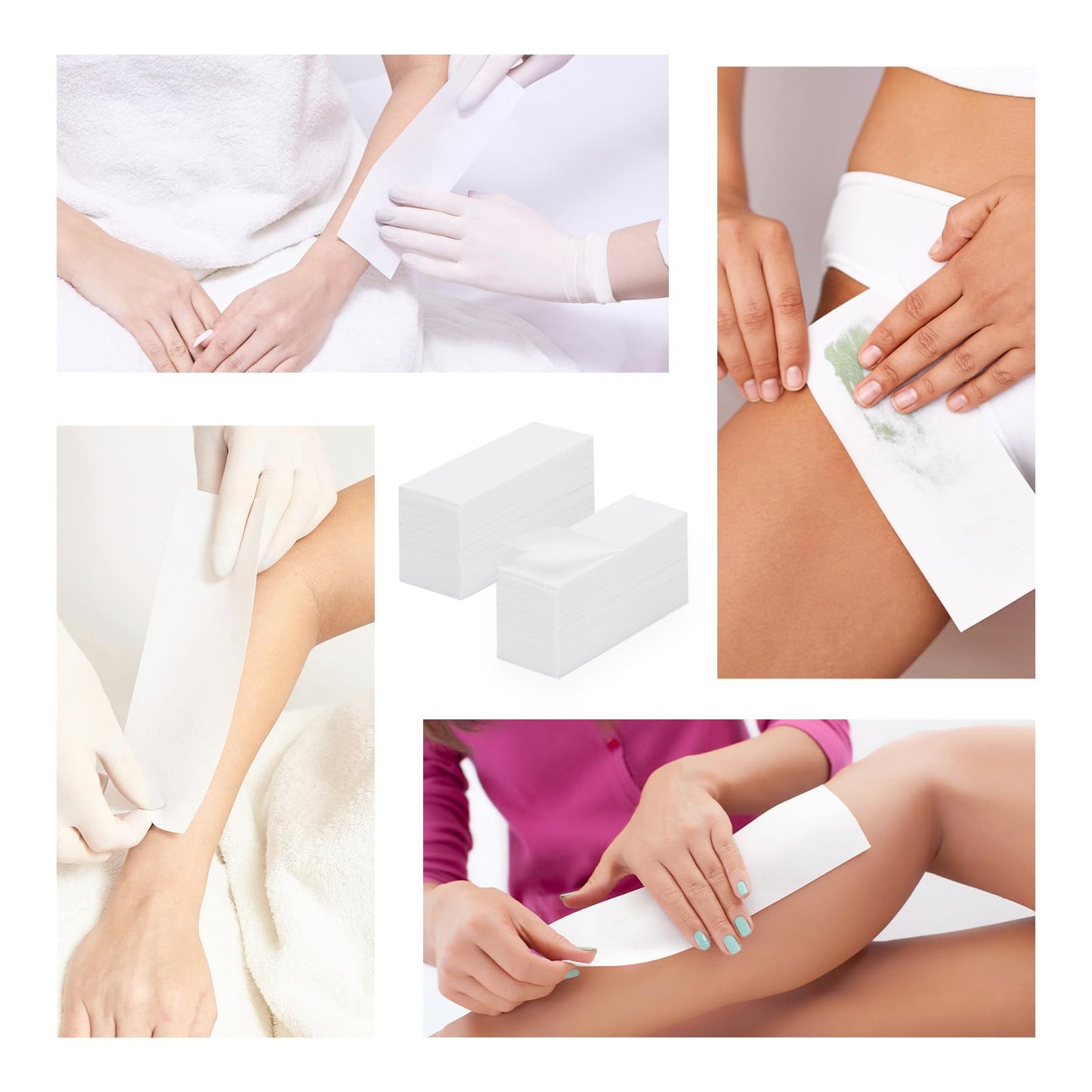 White Smoke 500Pcs Non Woven Wax Strips Soft Waxing Paper Sheets for Body Facial Hair Removal (7.8" x 2.8" and 3.9" x 1.5")