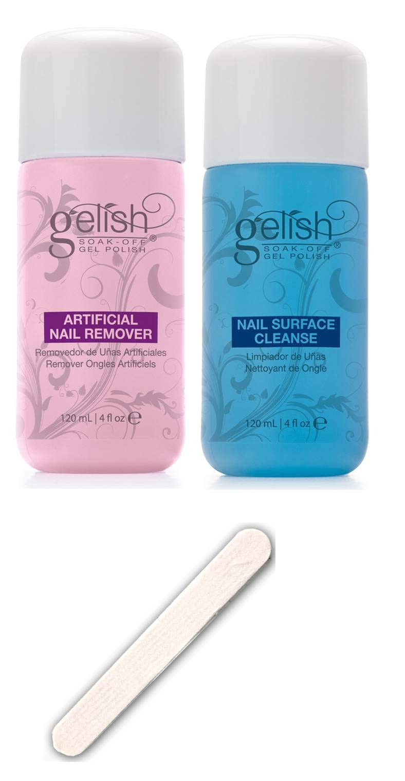 White Smoke NEW Gelish Soak Off Gel Nail Polish Remover & Cleanser Bottles 120mL + Nail File