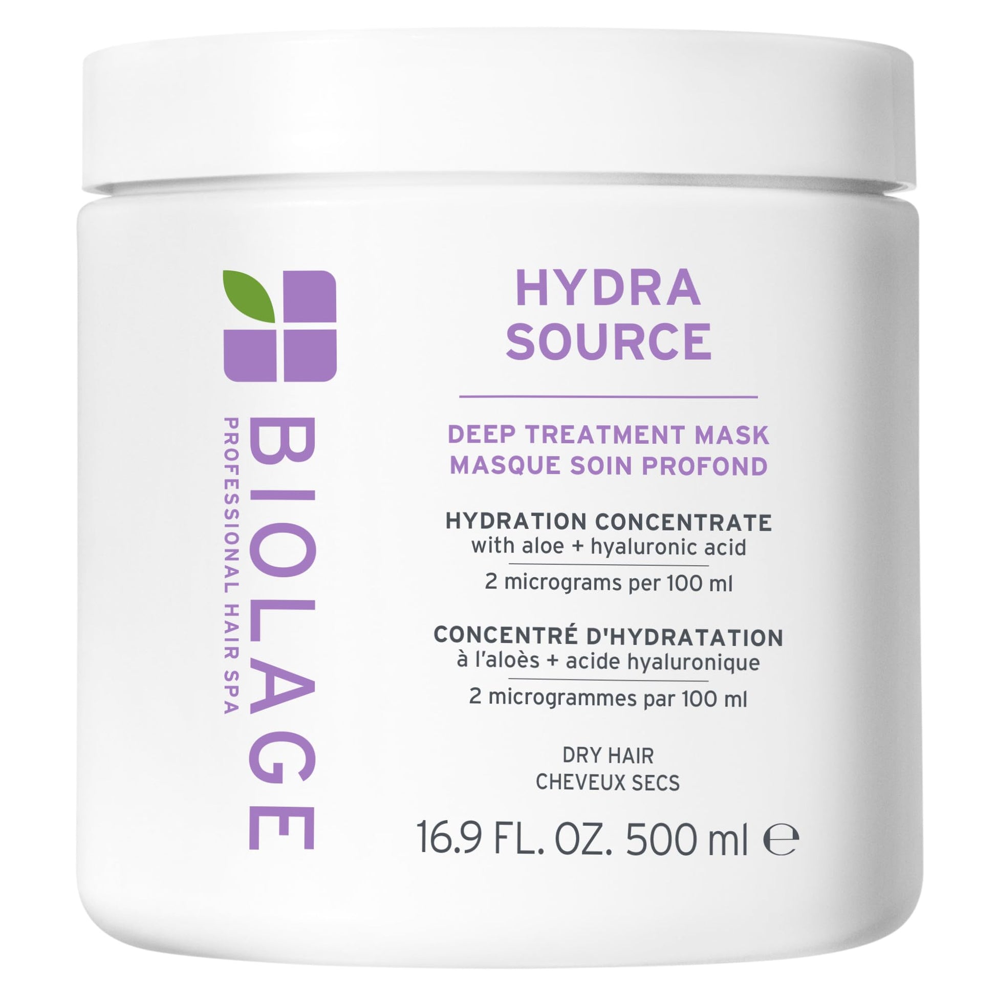 White Smoke Biolage Hydra Source Deep Treatment Mask - Nourishes & Smooths, For Dry Hair, Infused with Micro-Filtered Aloe Vera & Fermented Hyaluronic Acid, Vegan & Paraben-Free, Packaging May Vary