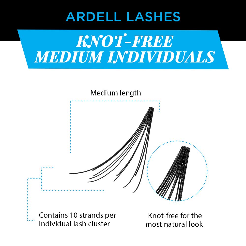 White Smoke Ardell Individuals False Eye Lashes - Medium Black, DIY Lash Clusters, Lash Band, Long-Lasting Eyelash Extensions, 4 Pack