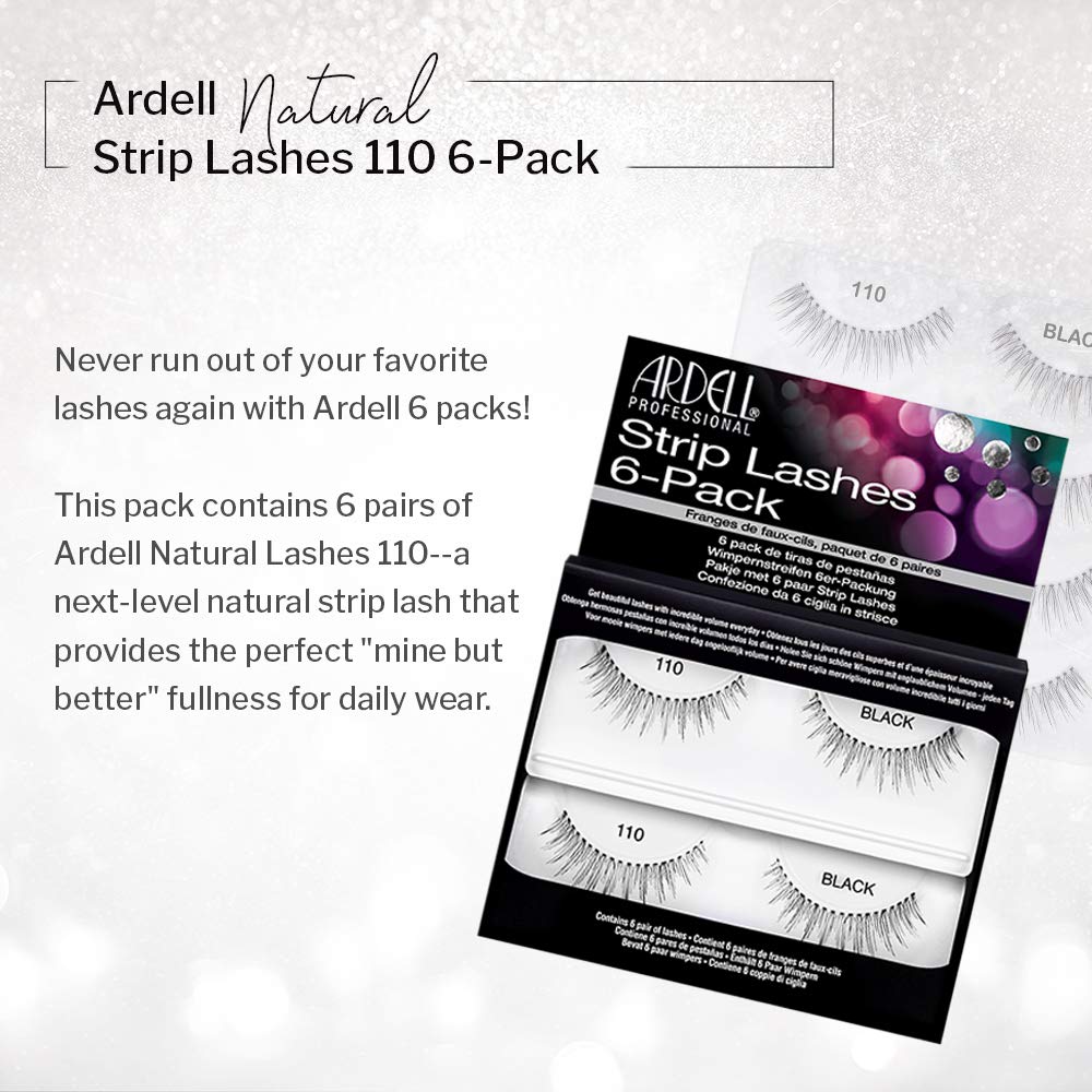 White Smoke Ardell False Eyelashes Strip Lashes Natural 110 Black, (6 Pairs Per Pack) x 2 Pack