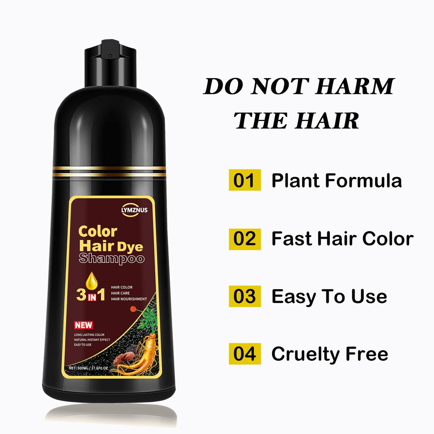 White Smoke Instant Cherry Brown Hair Color Shampoo for Men and Women, Herbal Hair Dye Shampoo 3 in 1, Long lasting & Easy to Use Cherry Brown Hair Shampoo 500ml