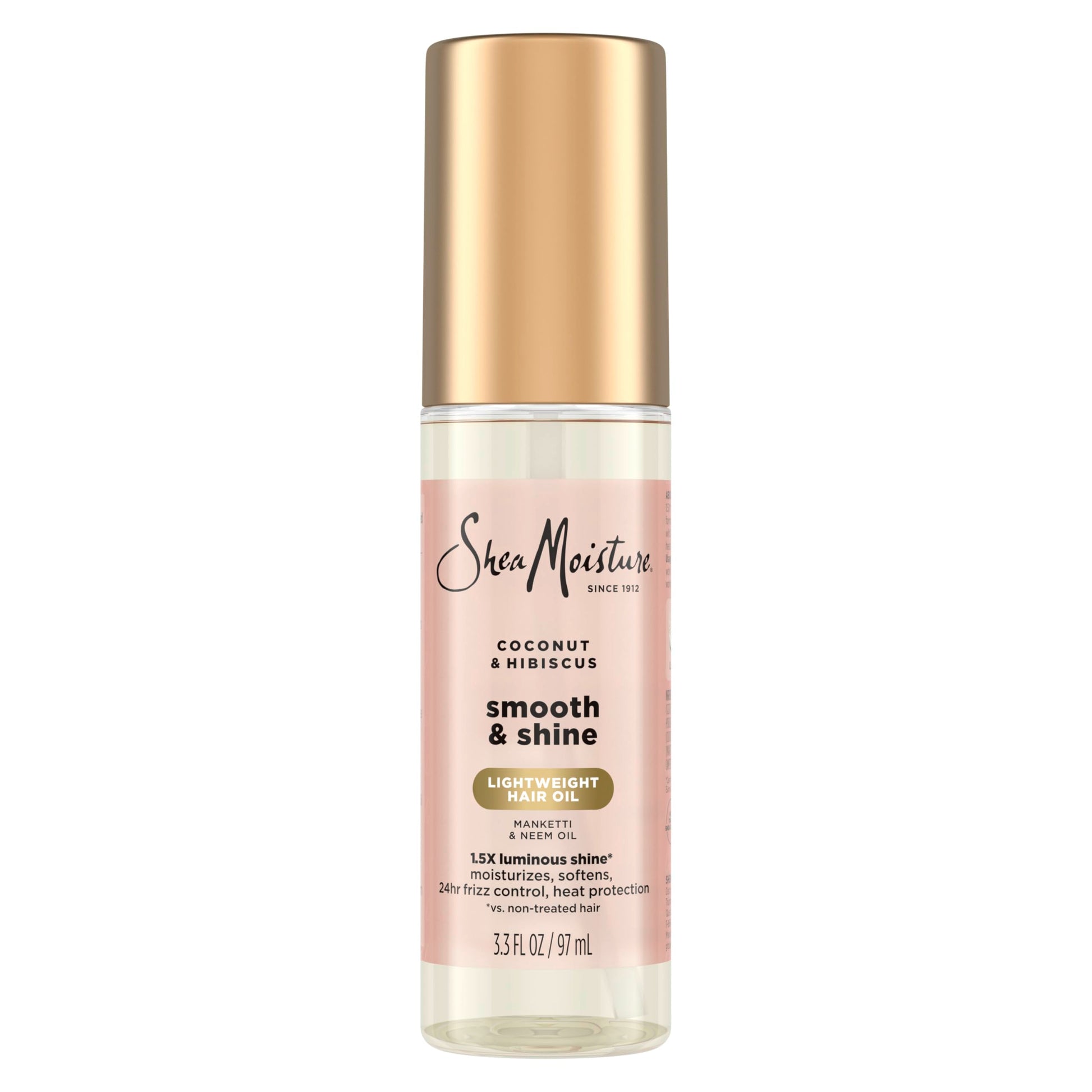 Light Gray Shea Moisture Coconut & Hibiscus Smooth & Shine Oil Coconut & Hibiscus Softens And Hydrates Hair With Manketti And Coconut Oil For A Lightweight Texture 3.3 Fl Oz