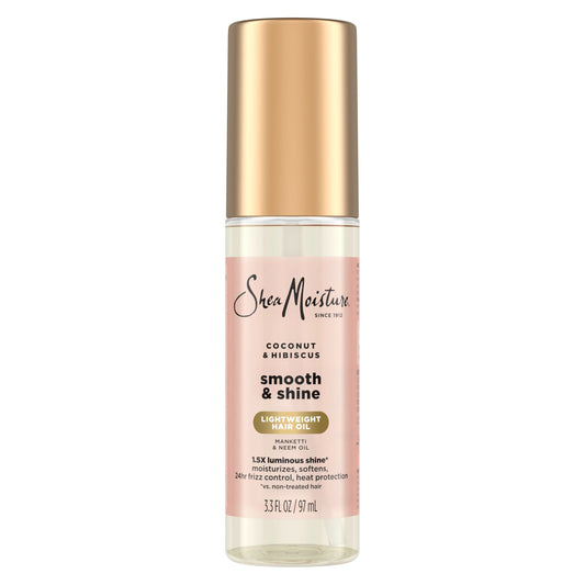 Light Gray Shea Moisture Coconut & Hibiscus Smooth & Shine Oil Coconut & Hibiscus Softens And Hydrates Hair With Manketti And Coconut Oil For A Lightweight Texture 3.3 Fl Oz