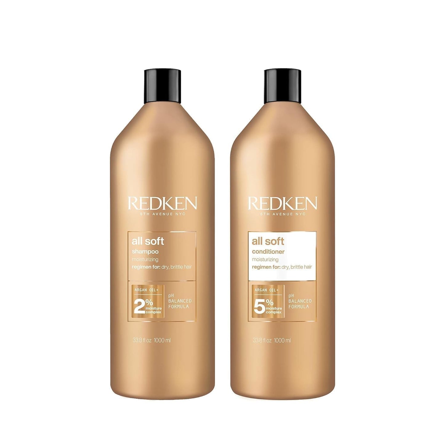 White Smoke Redken All Soft Shampoo and Conditioner Set For Dry or Brittle Hair - Provides Intense Softness and Shine With Argan Oil, 33.8 Fl Oz