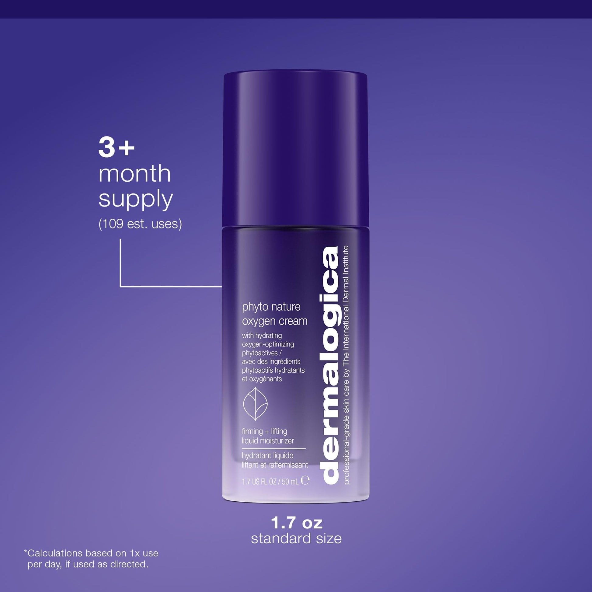 Slate Blue Dermalogica Phyto Nature Oxygen Cream, Daily Liquid Moisturizer for Face - Firms, Lifts and Revitalizes with Hydrating Oxygen-Optimizing Phytoactives, 1.7 fl oz