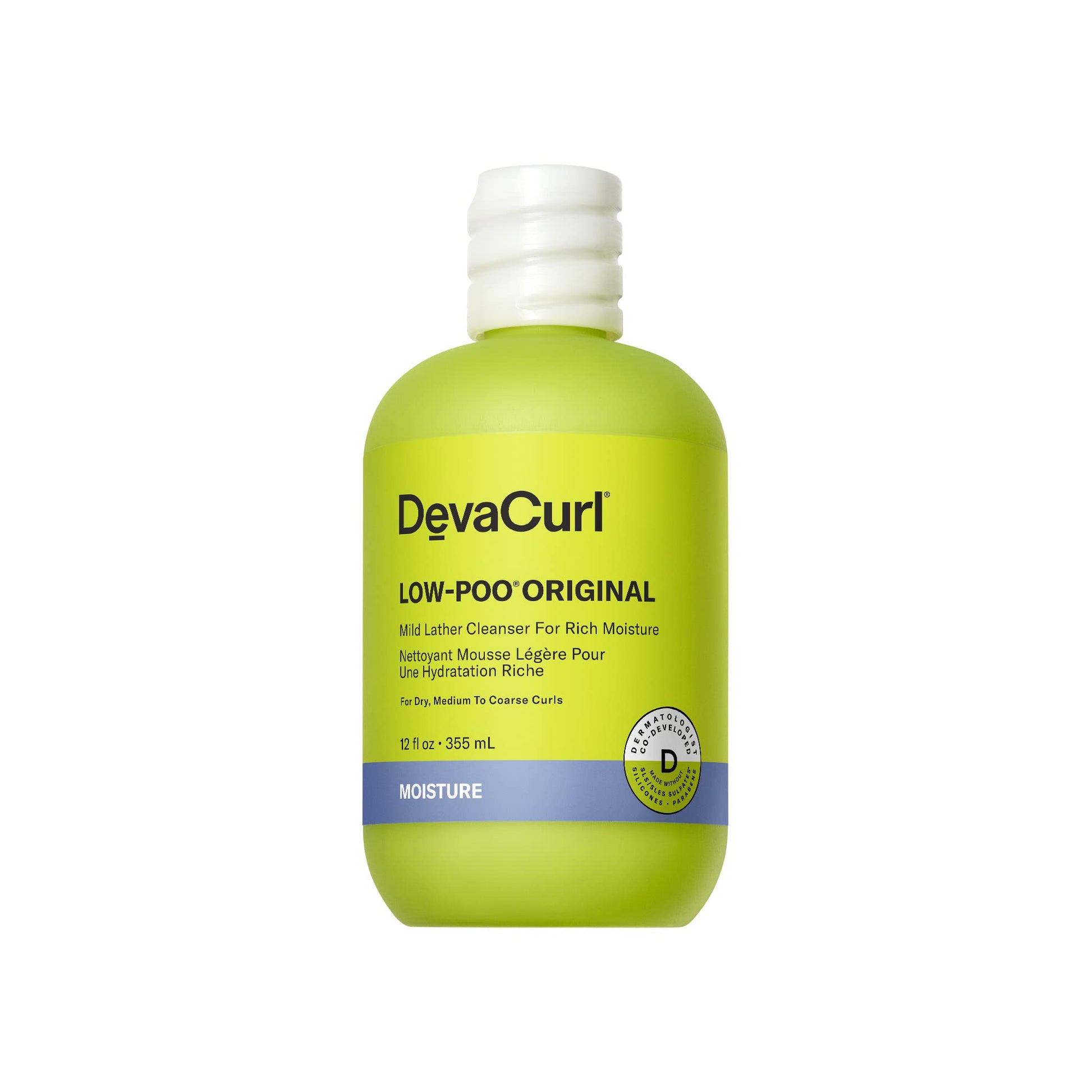 White Smoke DevaCurl Low-Poo Original Mild Lather Cleanser for Rich Moisture, 12 fl. oz.