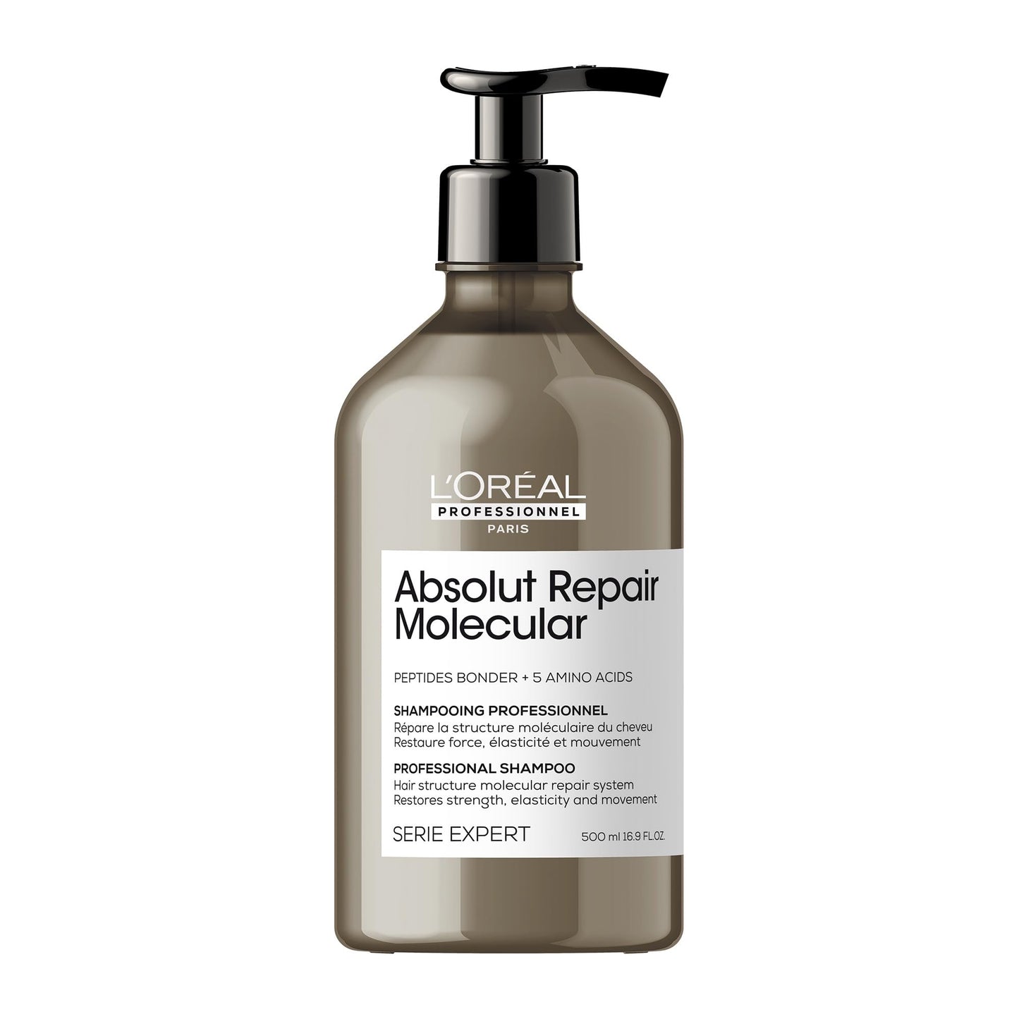 White Smoke L'Oréal Professionnel Paris Absolut Repair Molecular Shampoo - Bond Building & Hair Strengthening Shampoo, For All Color Treated and Damaged Hair, With Peptide Bonder & Amino Acids, Sulfate-Free