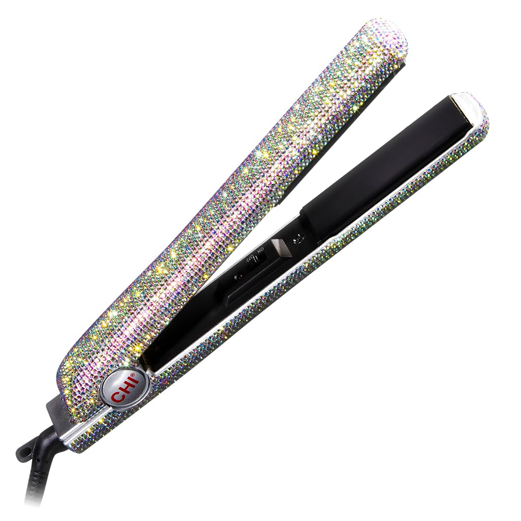 White Smoke CHI The Sparkler Lava Ceramic Flat Iron, Special Edition, Hair Straightener for an Even & Smooth Finish, 11 Foot Cord for Convenience, 1" Iron, Silver
