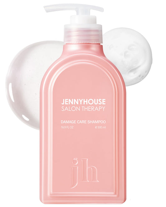 White Smoke JENNYHOUSE Salon Therapy Damage Care Shampoo - Korean Beauty Hair Strengthening Nourishing with Collagen, Panthenol - Floral Scent - Healthy Scalp & Hair Care, 16.9 fl.oz