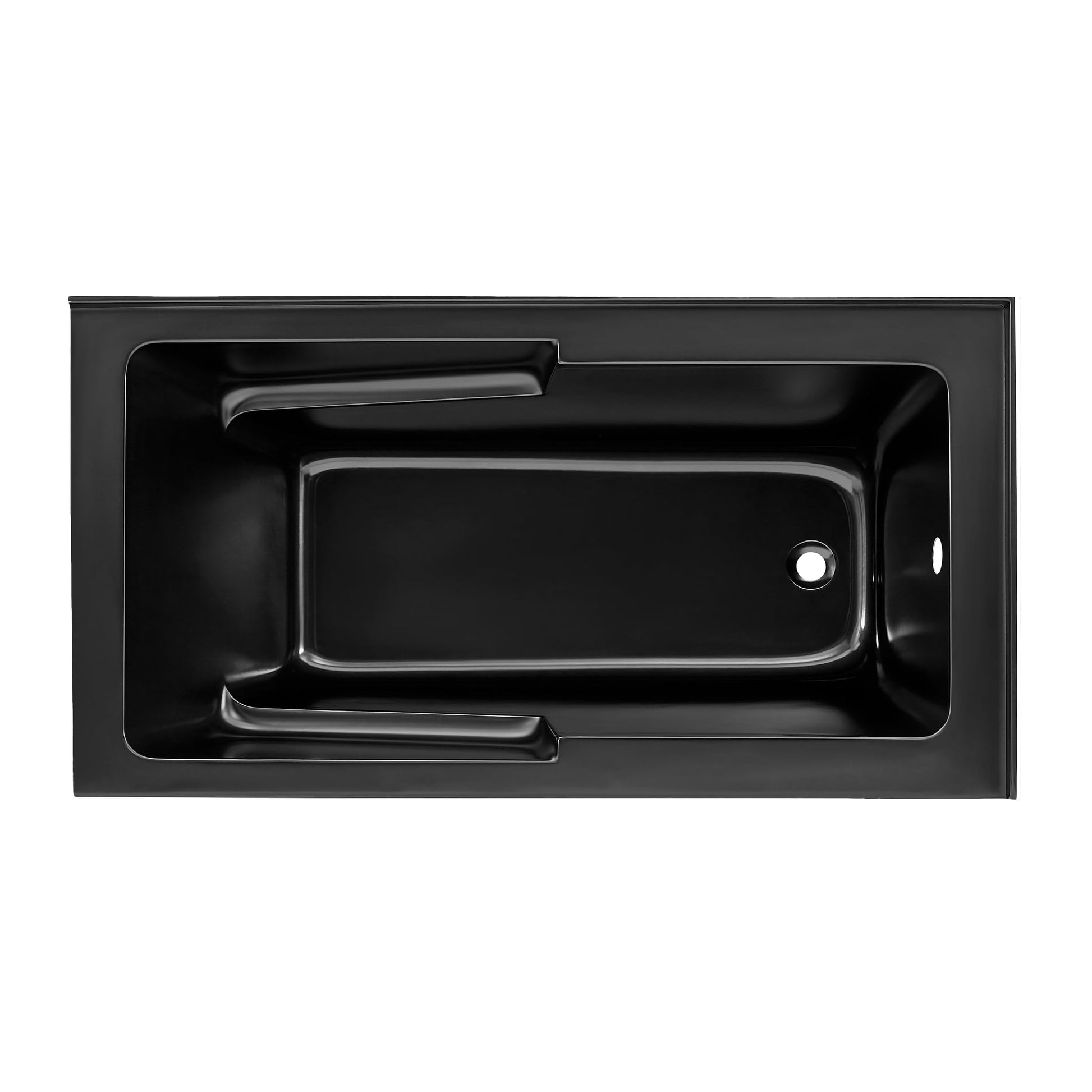 Black Swiss Madison Claire 60 x 32 Right Drain Soaking Alcove Corner Apron Bathtub in Glossy Black