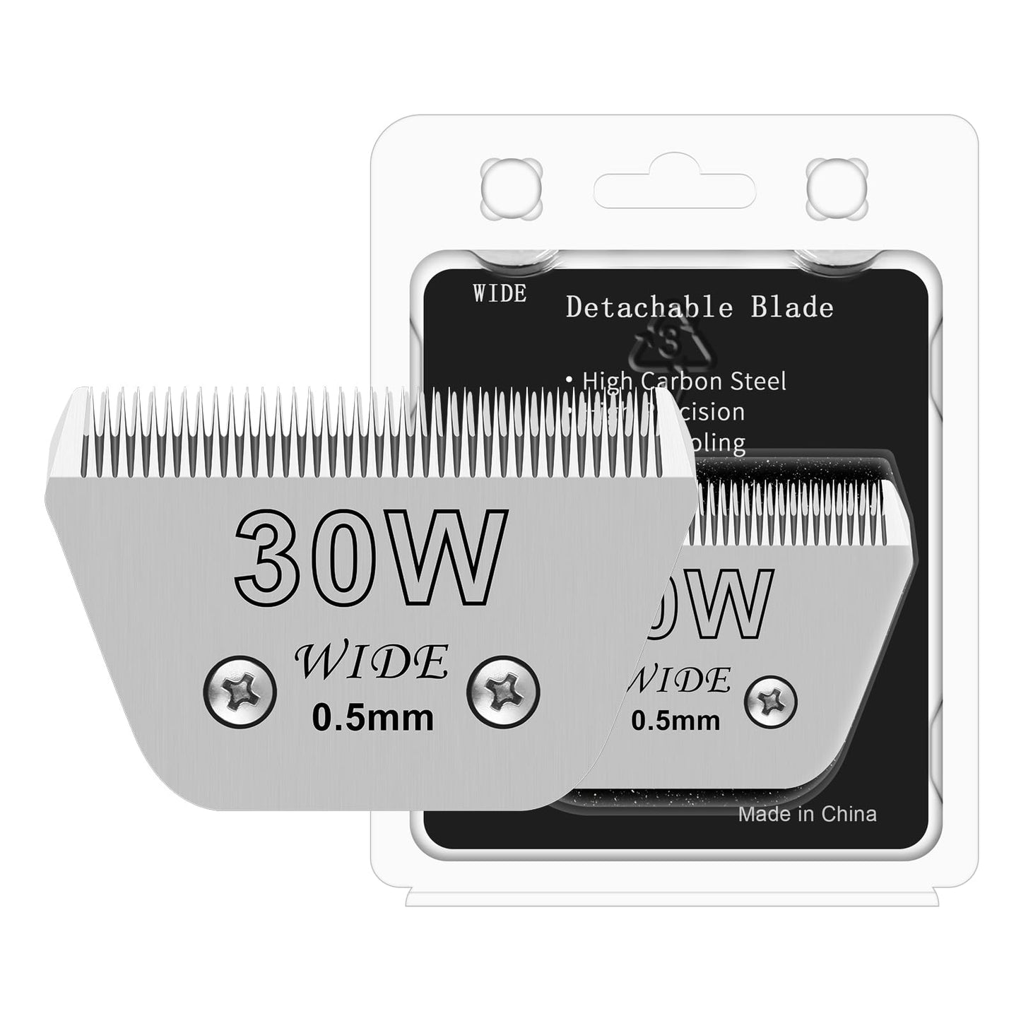 White Smoke Newbulu 30W Dog Grooming Wide Blade,Detachable Pet Dog Grooming Blades,Compatible with Andis,Oster A5,Wahl km10 Clippers.Cutting Length 1/50"(0.5mm)