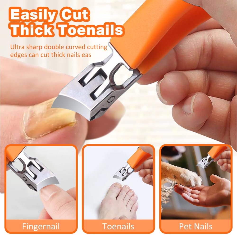 Seashell Wide Jaw Opening Anti-Splash Slanted Nail Clipper, Fingernail and Toenail Clippers Clippers for Ingrown Nails, Curved Toenail Clippers for Thick Nails, Household Slanted Nail Clippers (Black)