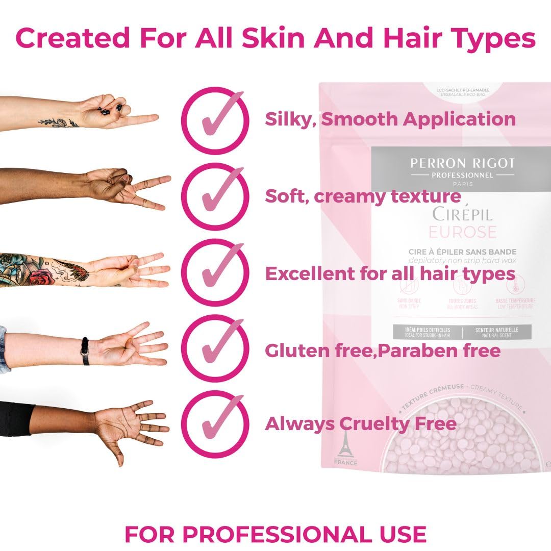 White Smoke Cirepil - Eurose - 800g / 28.22 oz Hard Wax Beads Bag - All-Purpose Creamy for Face, Bikini & Body - Effective on Coarse & Fine Hair - Unscented Professional Formula - Low Temp Refill Bag