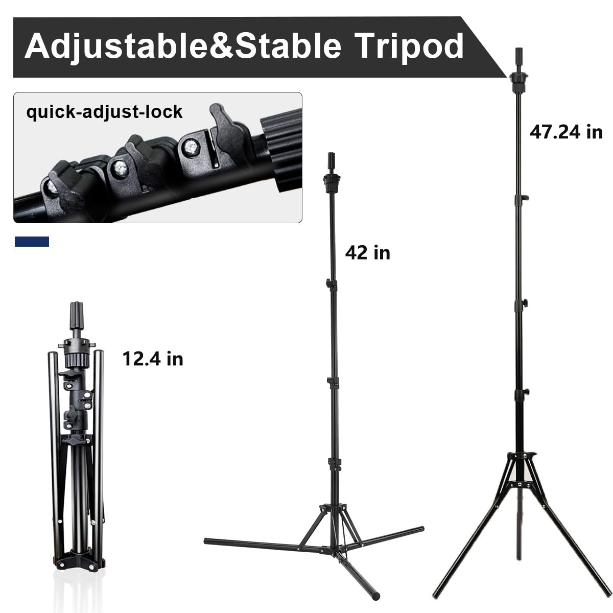 White Smoke SZCY LLC 23 Inch Canvas Block Wig Head, 47 Inch Wig Stand Tripod with Head, Mannequin Head for Wigs Display with Wig Caps, T C Pins Brush