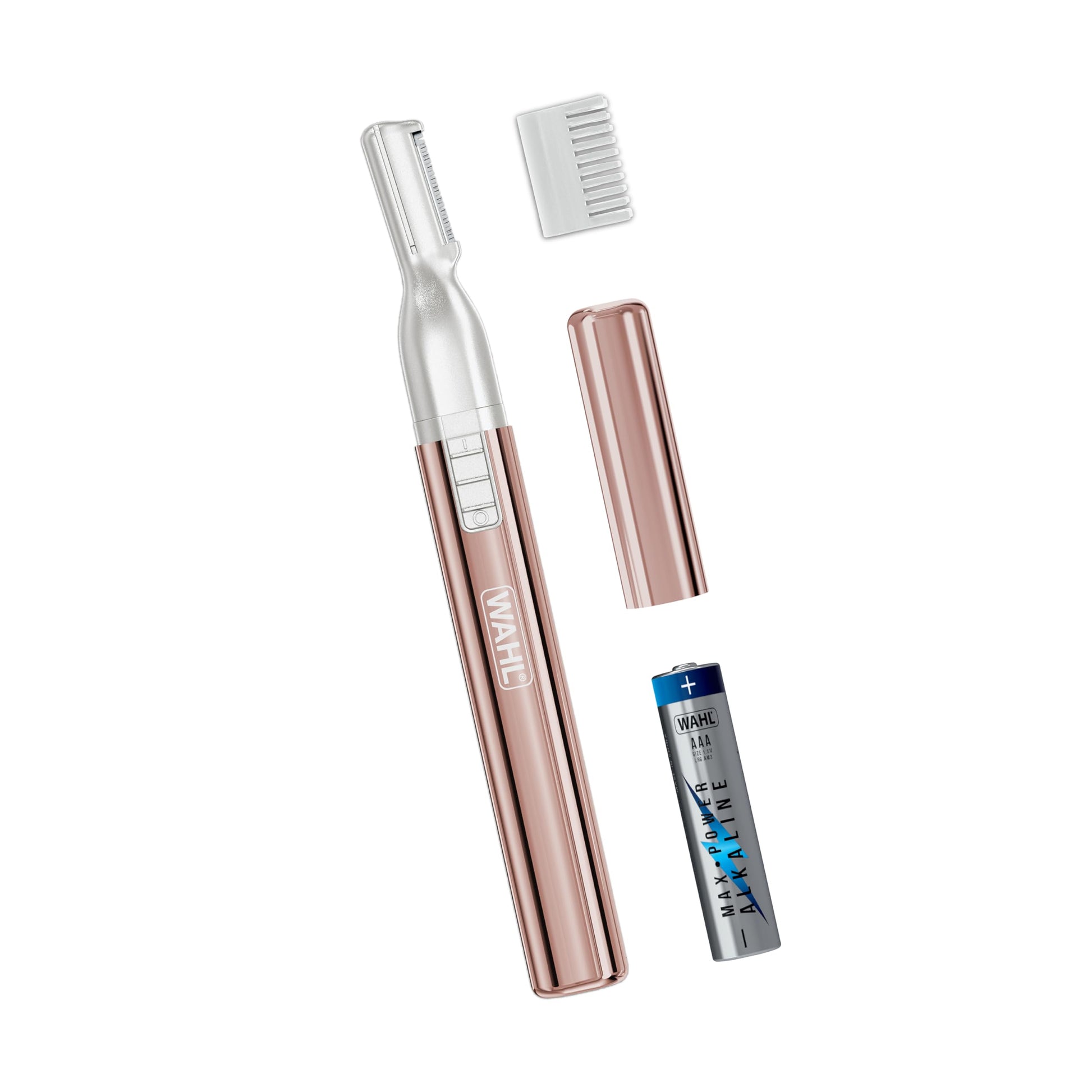 White Smoke Wahl Clean & Confident Female Battery Pen Trimmer & Detailer with Rinseable Blades for Eyebrows, Facial Hair, & Light Grooming- Hygienic Grooming & Easy Cleaning with Battery Included'