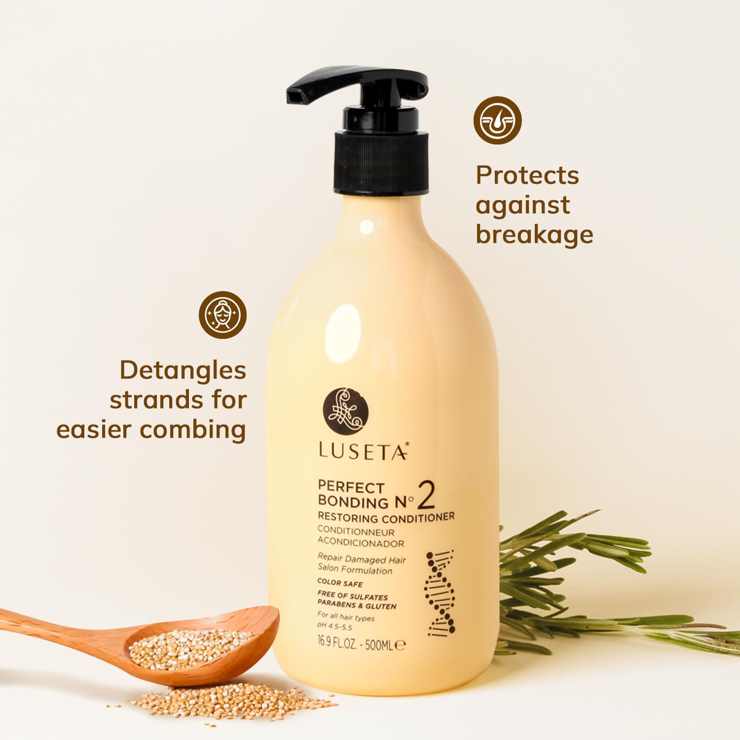 Misty Rose Luseta Salon Shampoo and Conditioner Set with Rosemary Oil, Acidic Bonding, Shampoo and Conditioner Sulfate Free for Women Hair Care, Repair Routine Shampoo and Conditioner for Hair Loss 2x16.9 oz