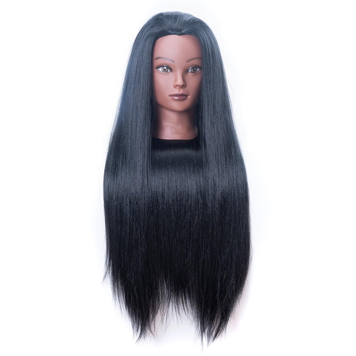 White Smoke Mannequin Head with Hair 26" mannequin doll head styling manikin head Cosmetology Doll Head Multicolored Synthetic Fiber Hair Table Clamp Stand Included)(black YK)